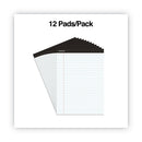 Universal Premium Ruled Writing Pads with Heavy-Duty Back, Wide/Legal Rule, Black Headband, 50 White 8.5 x 11 Sheets, 12/Pack
