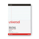 Universal Premium Ruled Writing Pads with Heavy-Duty Back, Wide/Legal Rule, Black Headband, 50 White 8.5 x 11 Sheets, 12/Pack