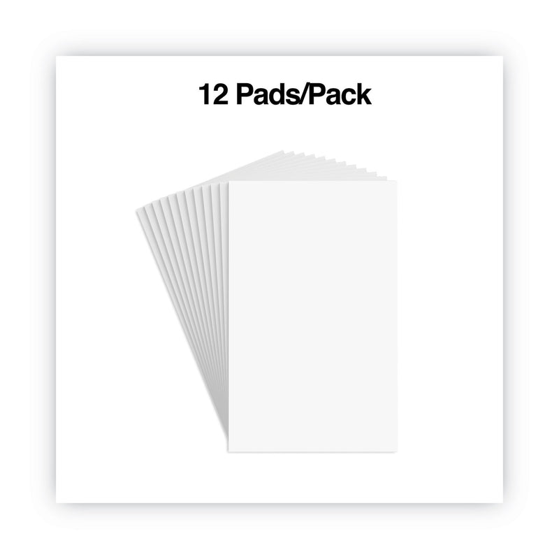 Universal Scratch Pads, Unruled, 5 x 8, White, 100 Sheets, 12/Pack