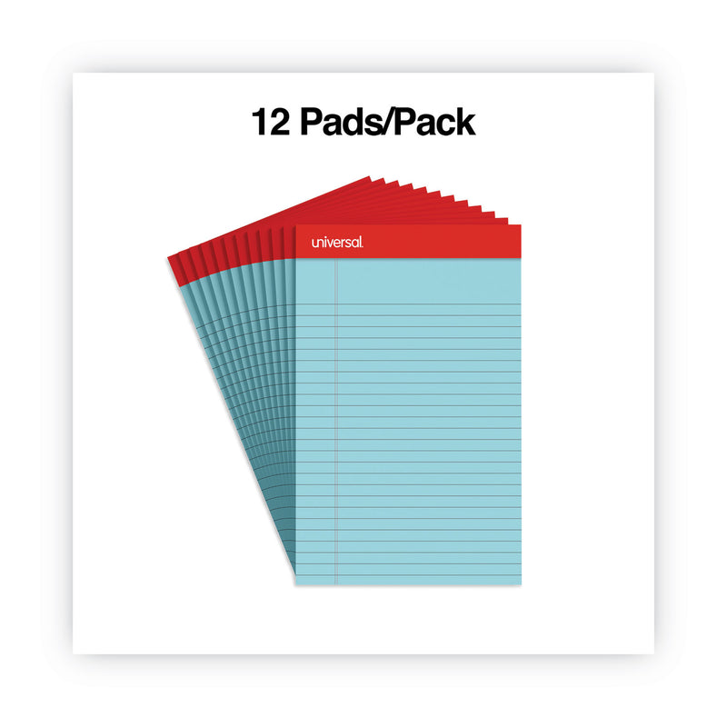 Universal Colored Perforated Ruled Writing Pads, Narrow Rule, 50 Blue 5 x 8 Sheets, Dozen