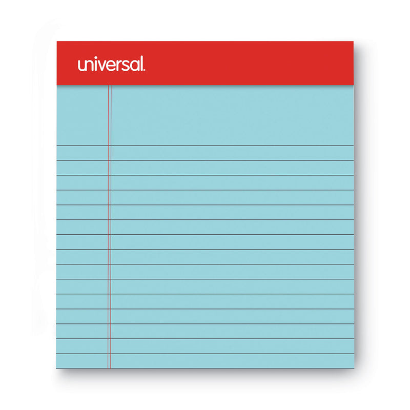 Universal Colored Perforated Ruled Writing Pads, Narrow Rule, 50 Blue 5 x 8 Sheets, Dozen