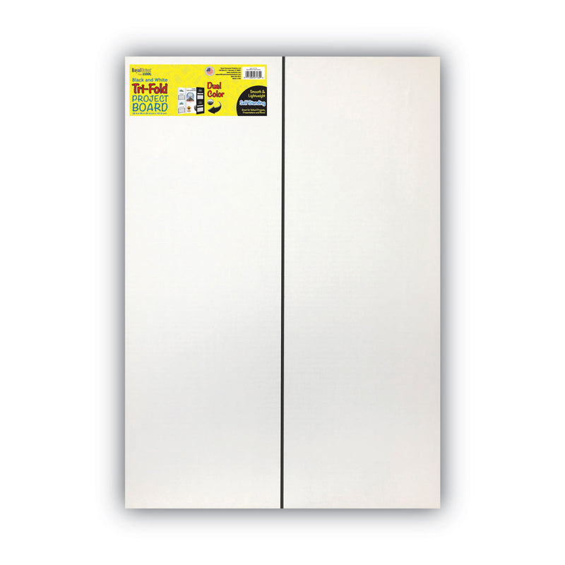 Eco Brites Two Cool Tri-Fold Poster Board, 36 x 48, Black/White, 6/Carton