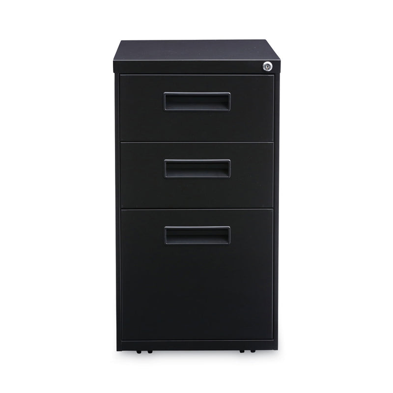 Alera File Pedestal, Left or Right, 3-Drawers: Box/Box/File, Legal/Letter, Black, 14.96" x 19.29" x 27.75"