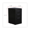 Alera File Pedestal, Left or Right, 3-Drawers: Box/Box/File, Legal/Letter, Black, 14.96" x 19.29" x 27.75"
