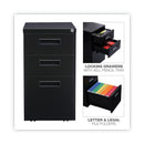 Alera File Pedestal, Left or Right, 3-Drawers: Box/Box/File, Legal/Letter, Black, 14.96" x 19.29" x 27.75"