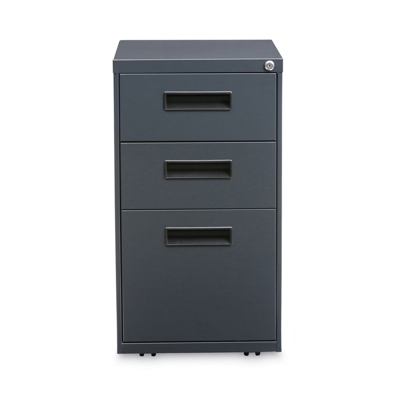 Alera File Pedestal, Left or Right, 3-Drawers: Box/Box/File, Legal/Letter, Charcoal, 14.96" x 19.29" x 27.75"