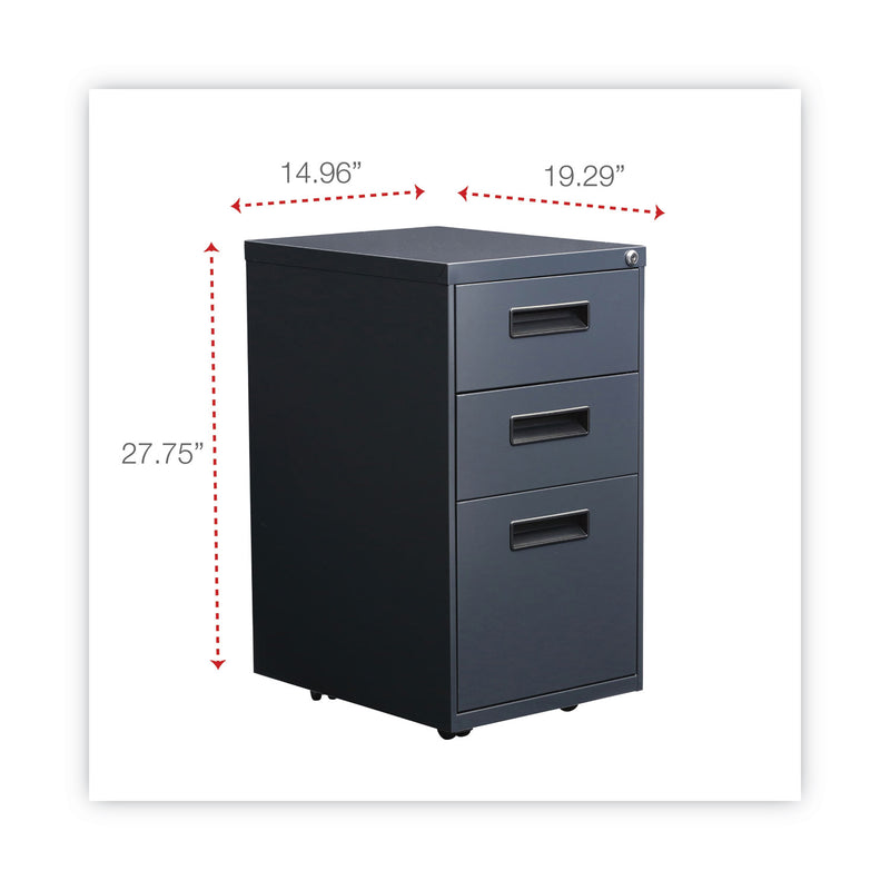 Alera File Pedestal, Left or Right, 3-Drawers: Box/Box/File, Legal/Letter, Charcoal, 14.96" x 19.29" x 27.75"