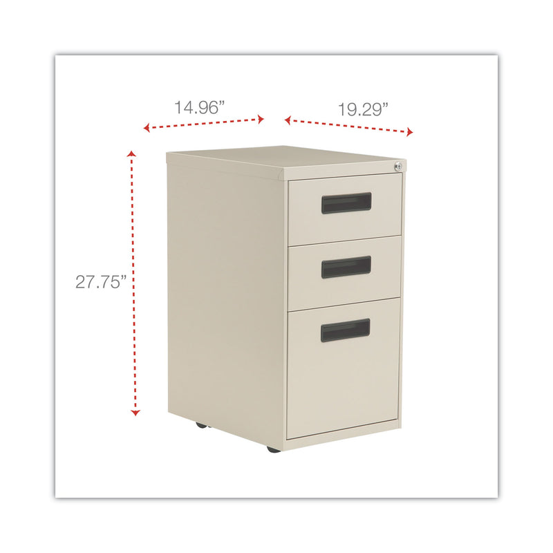 Alera File Pedestal, Left or Right, 3-Drawers: Box/Box/File, Legal/Letter, Putty, 14.96" x 19.29" x 27.75"