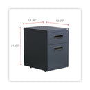 Alera File Pedestal, Left or Right, 2-Drawers: Box/File, Legal/Letter, Charcoal, 14.96" x 19.29" x 21.65"