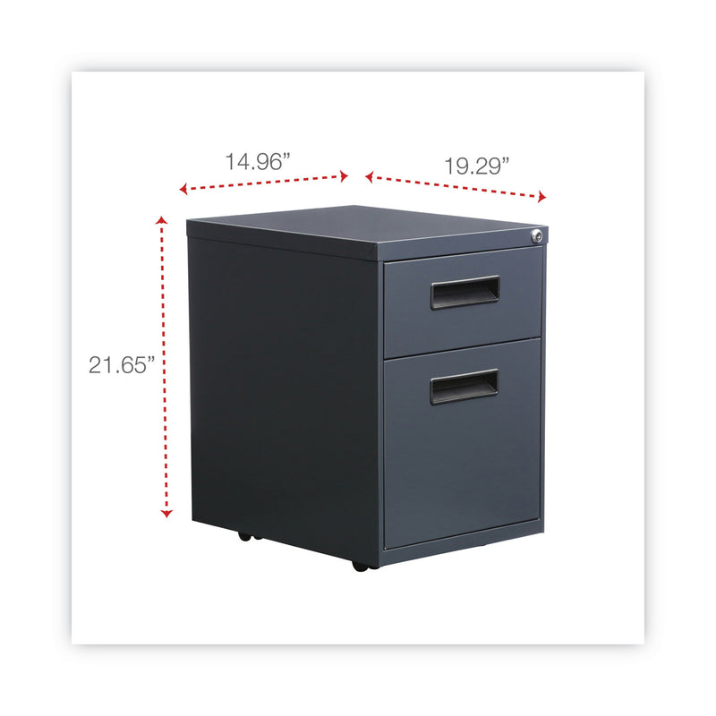 Alera File Pedestal, Left or Right, 2-Drawers: Box/File, Legal/Letter, Charcoal, 14.96" x 19.29" x 21.65"