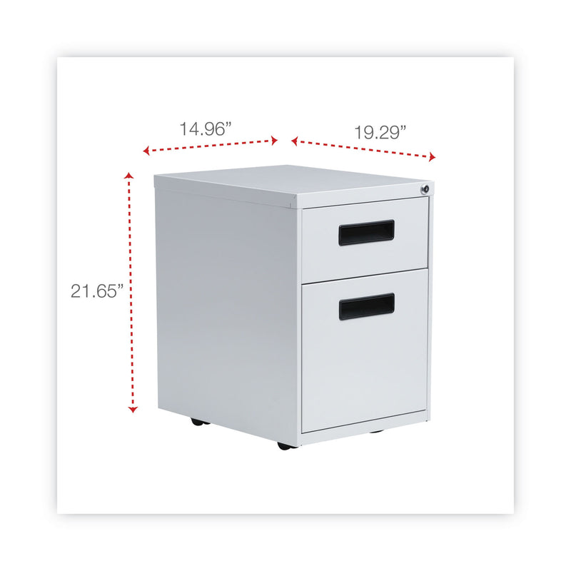 Alera File Pedestal, Left or Right, 2-Drawers: Box/File, Legal/Letter, Light Gray, 14.96" x 19.29" x 21.65"