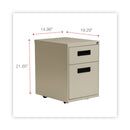 Alera File Pedestal, Left or Right, 2-Drawers: Box/File, Legal/Letter, Putty, 14.96" x 19.29" x 21.65"