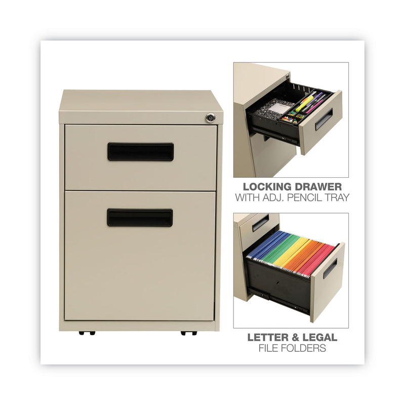 Alera File Pedestal, Left or Right, 2-Drawers: Box/File, Legal/Letter, Putty, 14.96" x 19.29" x 21.65"