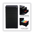 Alera File Pedestal with Full-Length Pull, Left or Right, 3-Drawers: Box/Box/File, Legal/Letter, Black, 14.96" x 19.29" x 27.75"