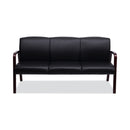 Alera Reception Lounge WL 3-Seat Sofa, 65.75w x 26d.13 x 33h, Black/Mahogany