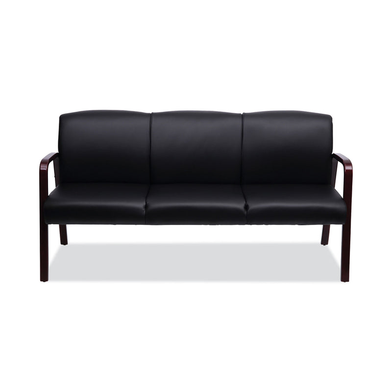 Alera Reception Lounge WL 3-Seat Sofa, 65.75w x 26d.13 x 33h, Black/Mahogany