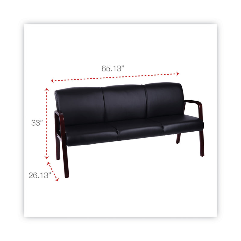 Alera Reception Lounge WL 3-Seat Sofa, 65.75w x 26d.13 x 33h, Black/Mahogany