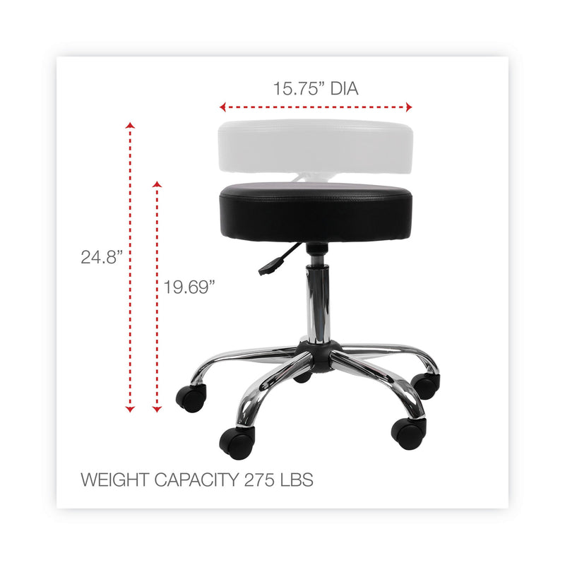 Alera Height Adjustable Lab Stool, Backless, Supports Up to 275 lb, 19.69" to 24.80" Seat Height, Black Seat, Chrome Base