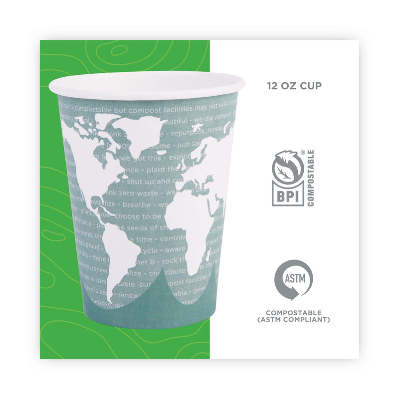 Eco-Products World Art Renewable and Compostable Hot Cups, 12 oz, 50/Pack, 20 Packs/Carton