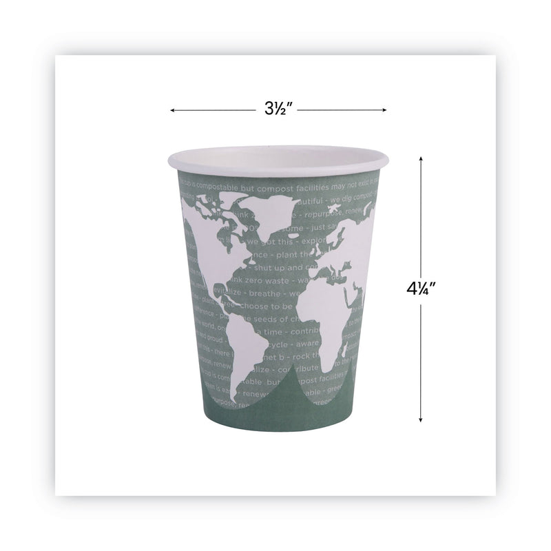 Eco-Products World Art Renewable and Compostable Hot Cups, 12 oz, Gray, 50/Pack