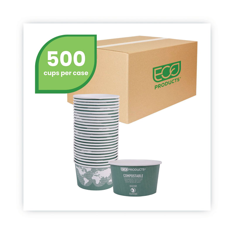 Eco-Products World Art Renewable and Compostable Food Container, 12 oz, 4.05 Diameter x 2.5 h, Green, Paper, 25/Pack, 20 Packs/Carton
