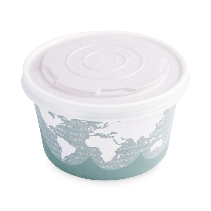 Eco-Products World Art Renewable and Compostable Food Container, 12 oz, 4.05 Diameter x 2.5 h, Green, Paper, 25/Pack, 20 Packs/Carton