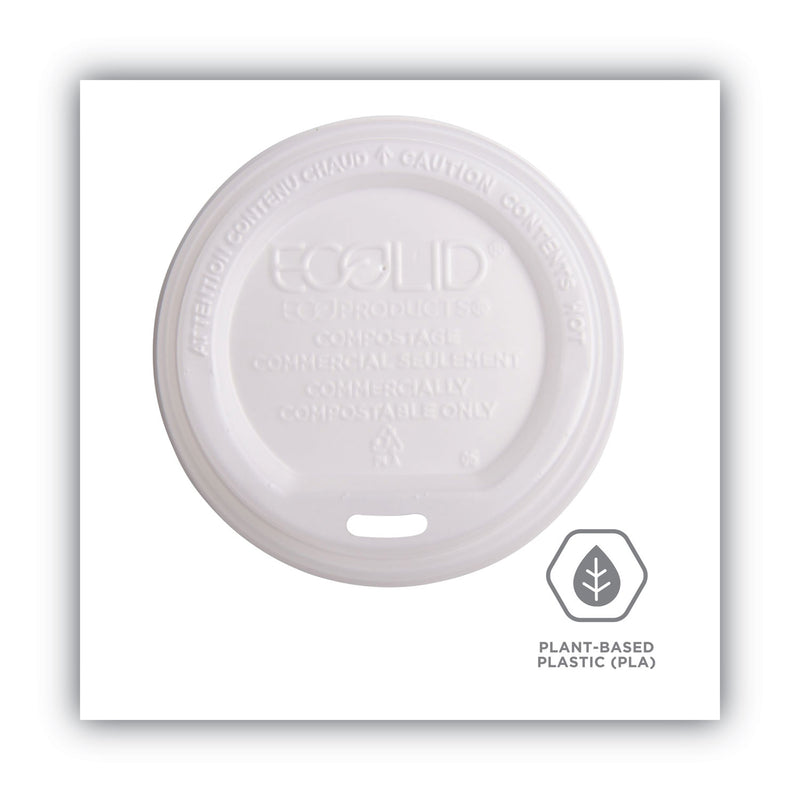 Eco-Products EcoLid Renewable/Compostable Hot Cup Lid, PLA, Fits 10 oz to 20 oz Hot Cups, 50/Pack, 16 Packs/Carton
