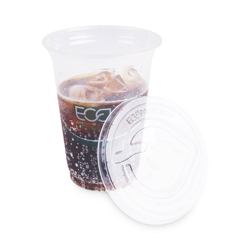 Eco-Products GreenStripe Renewable and Compost Cold Cup Flat Lids, Fits 9 oz to 24 oz Cups, Clear, 100/Pack, 10 Packs/Carton