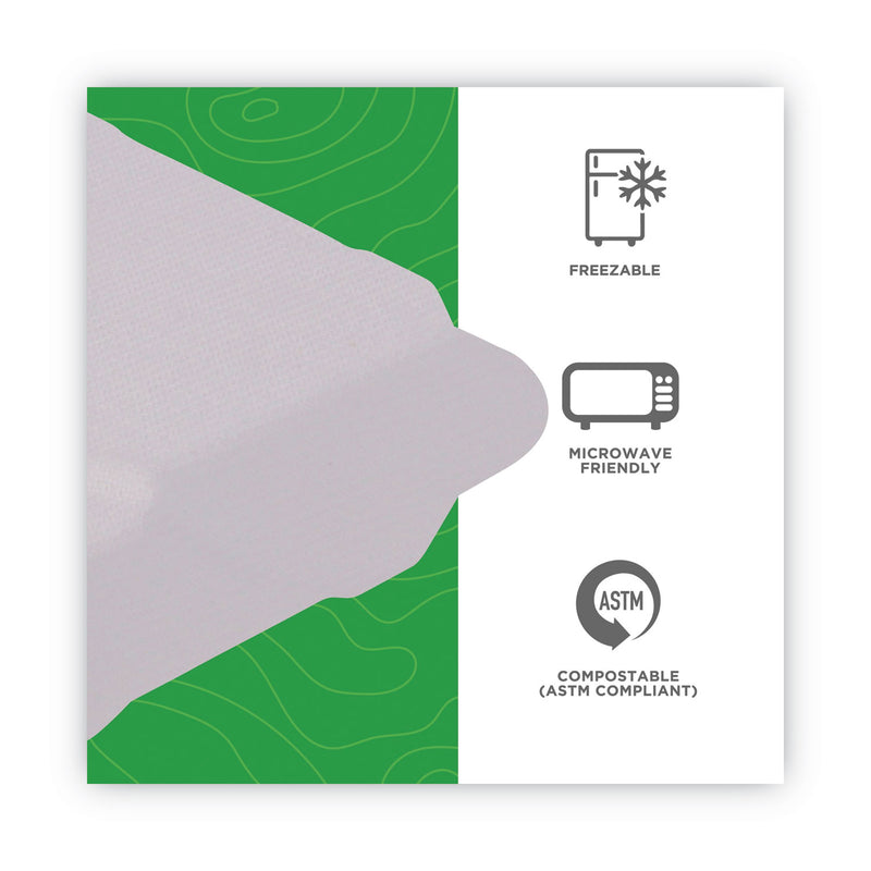 Eco-Products Renewable and Compostable Sugarcane Clamshells, 9 x 9 x 3, White, 50/Pack, 4 Packs/Carton