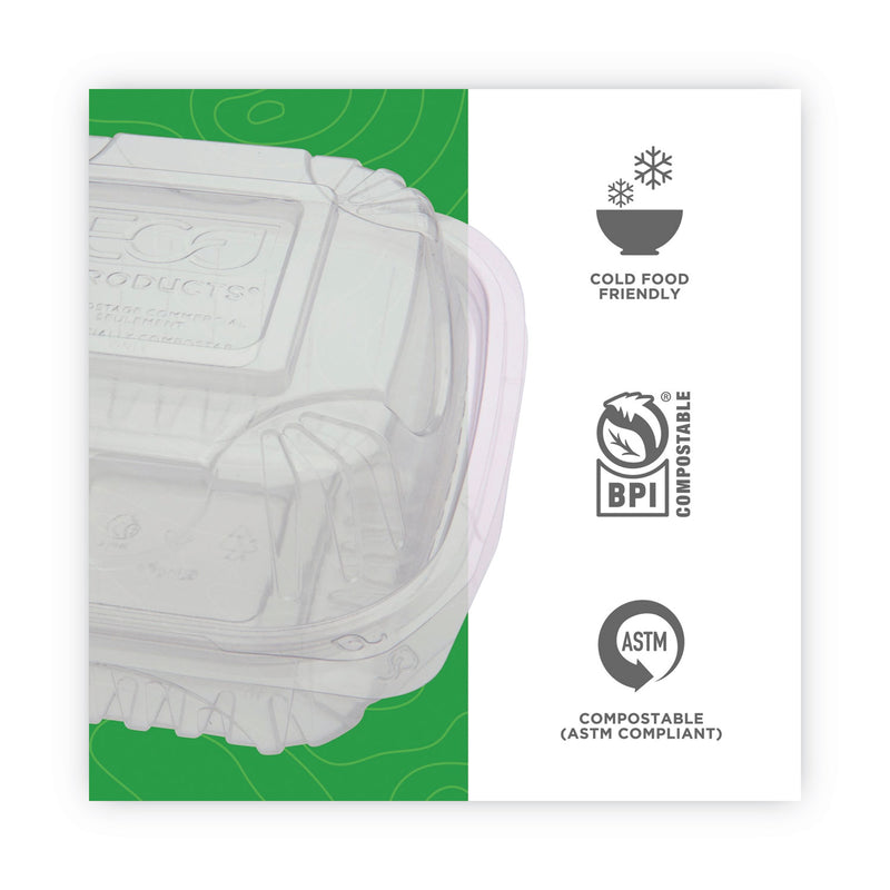 Eco-Products Clear Clamshell Hinged Food Containers, 6 x 6 x 3, Plastic, 80/Pack, 3 Packs/Carton