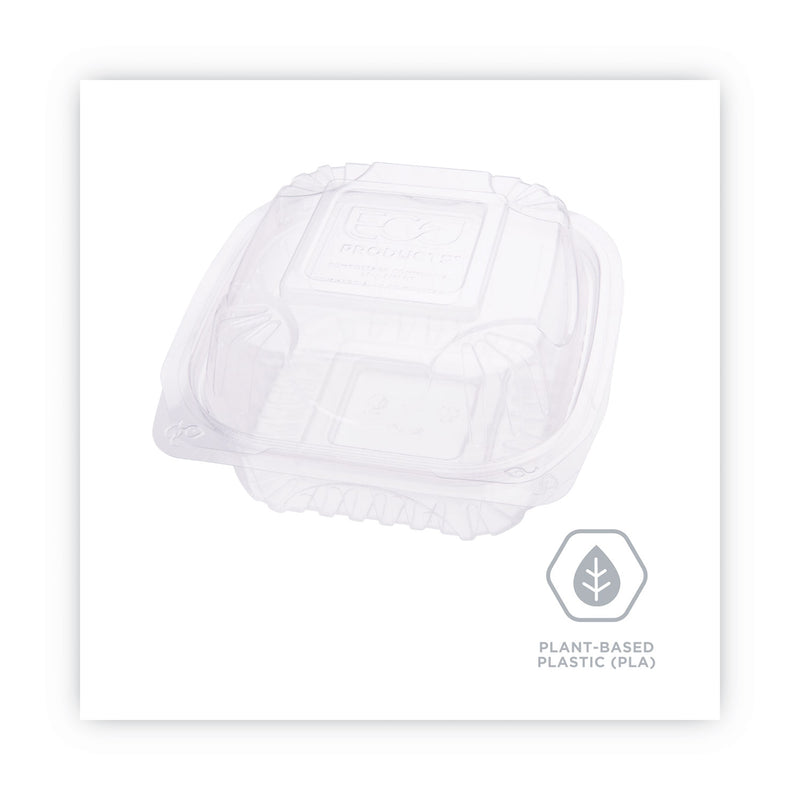 Eco-Products Clear Clamshell Hinged Food Containers, 6 x 6 x 3, Plastic, 80/Pack, 3 Packs/Carton