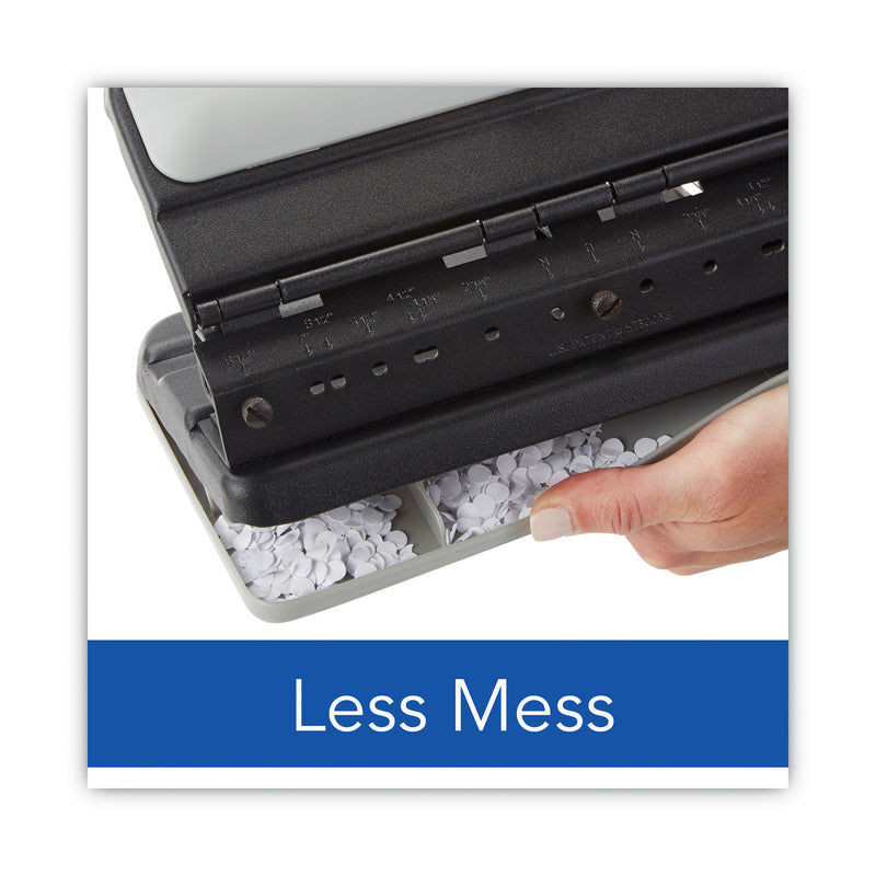 Swingline 32-Sheet Easy Touch Two- to Three-Hole Punch with Cintamatic Centering, 9/32" Holes, Black/Gray