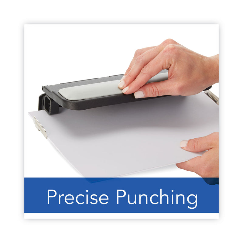 Swingline 32-Sheet Easy Touch Two- to Three-Hole Punch with Cintamatic Centering, 9/32" Holes, Black/Gray