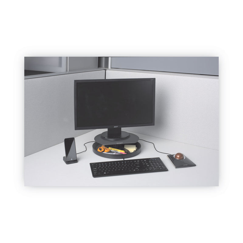Kensington Spin2 Monitor Stand with SmartFit, 12.6" x 12.6" x 2.25" to 3.5", Black, Supports 40 lbs