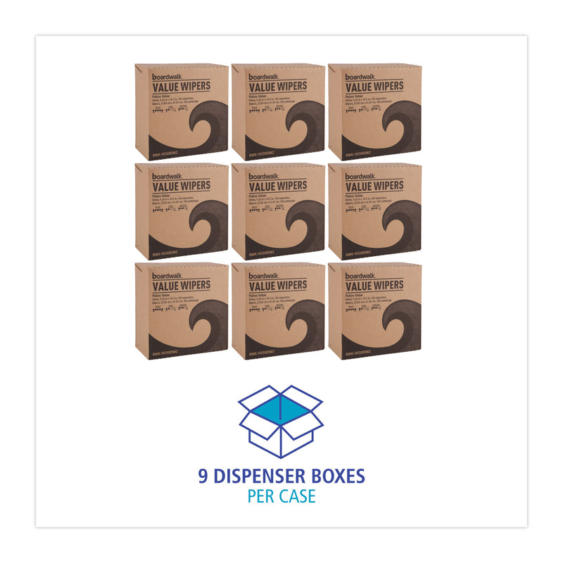 Boardwalk DRC Wipers, 9.33 x 16.5, White, 100 Dispenser Packs, 9 Dispenser Packs/Carton