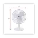 Alera 12" 3-Speed Oscillating Desk Fan, Plastic, White