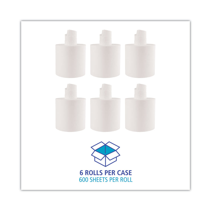 Boardwalk Center-Pull Roll Towels, 2-Ply, 7.6 x 8.9, White, 600/Roll, 6/Carton