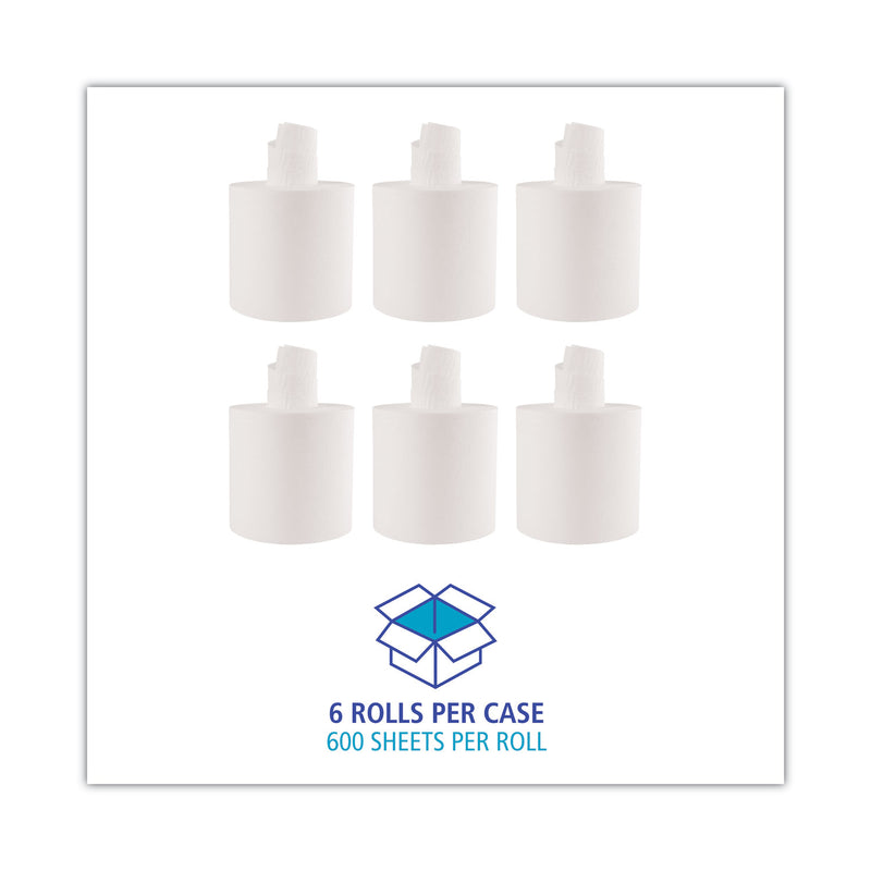 Boardwalk Center-Pull Roll Towels, 2-Ply, 7.6 x 8.9, White, 600/Roll, 6/Carton