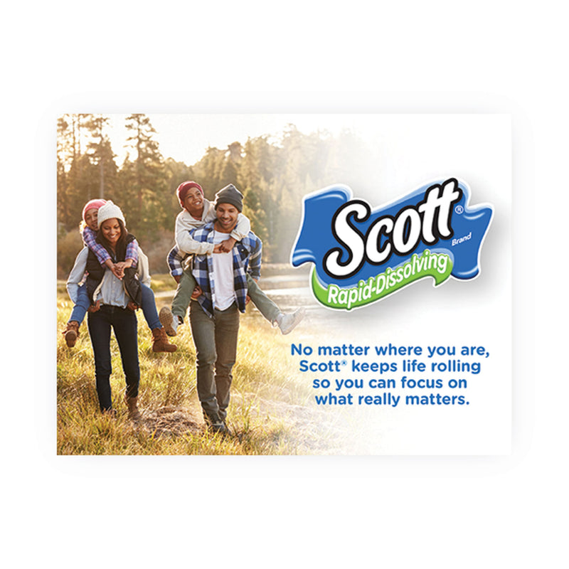 Scott Rapid-Dissolving Toilet Paper, Bath Tissue, Septic Safe, 1-Ply, White, 231 Sheets/Roll, 4/Rolls/Pack, 12 Packs/Carton