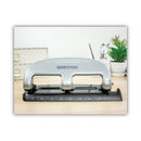 Bostitch 20-Sheet EZ Squeeze Three-Hole Punch, 9/32" Holes, Black/Silver