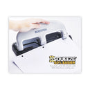 Bostitch 20-Sheet EZ Squeeze Three-Hole Punch, 9/32" Holes, Black/Silver