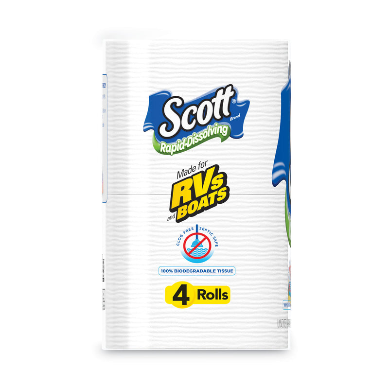 Scott Rapid-Dissolving Toilet Paper, Bath Tissue, Septic Safe, 1-Ply, White, 231 Sheets/Roll, 4/Rolls/Pack, 12 Packs/Carton