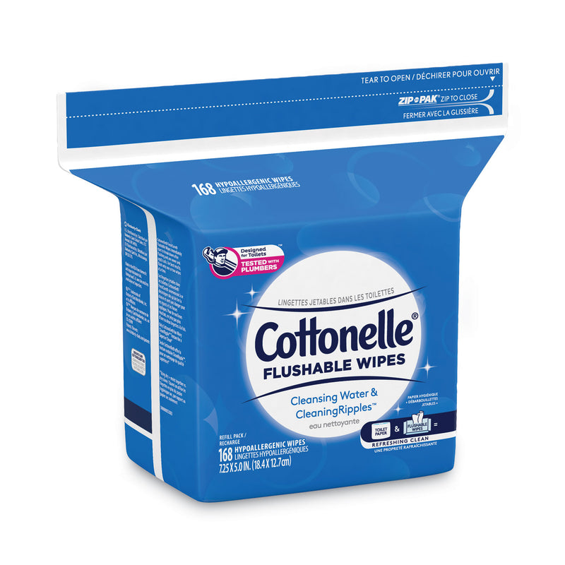 Cottonelle Fresh Care Flushable Cleansing Cloths, 5 x 7.25, White, 168/Pack