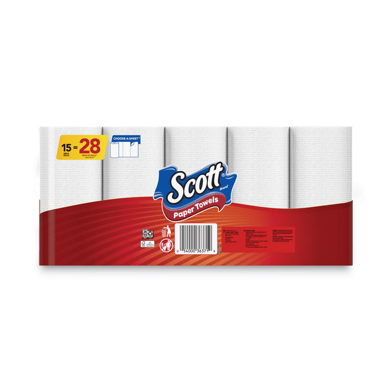Scott Choose-A-Sheet Mega Kitchen Roll Paper Towels, 1-Ply, 7.31 x 11, White, 102/Roll, 30 Rolls Carton
