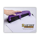 Bostitch 12-Sheet EZ Squeeze Three-Hole Punch, 9/32" Holes, Purple/Black