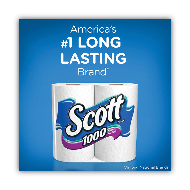 Scott 1000 Bathroom Tissue, Septic Safe, 1-Ply, White, 1,000 Sheet/Roll, 20/Pack
