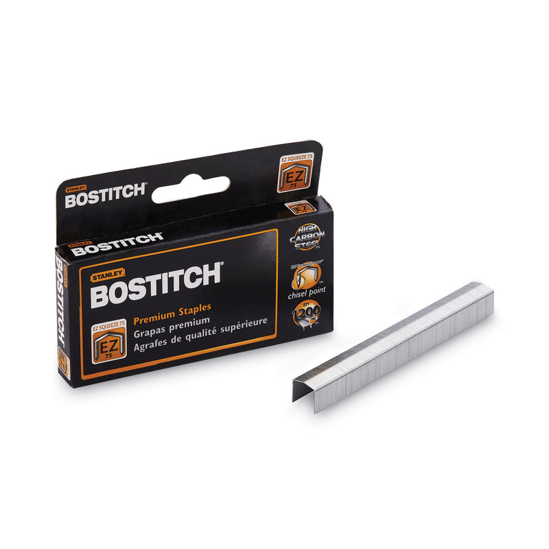 Bostitch EZ Squeeze B8 PowerCrown Premium Staples, 0.38" Leg, 0.5" Crown, Steel, 1,200/Box