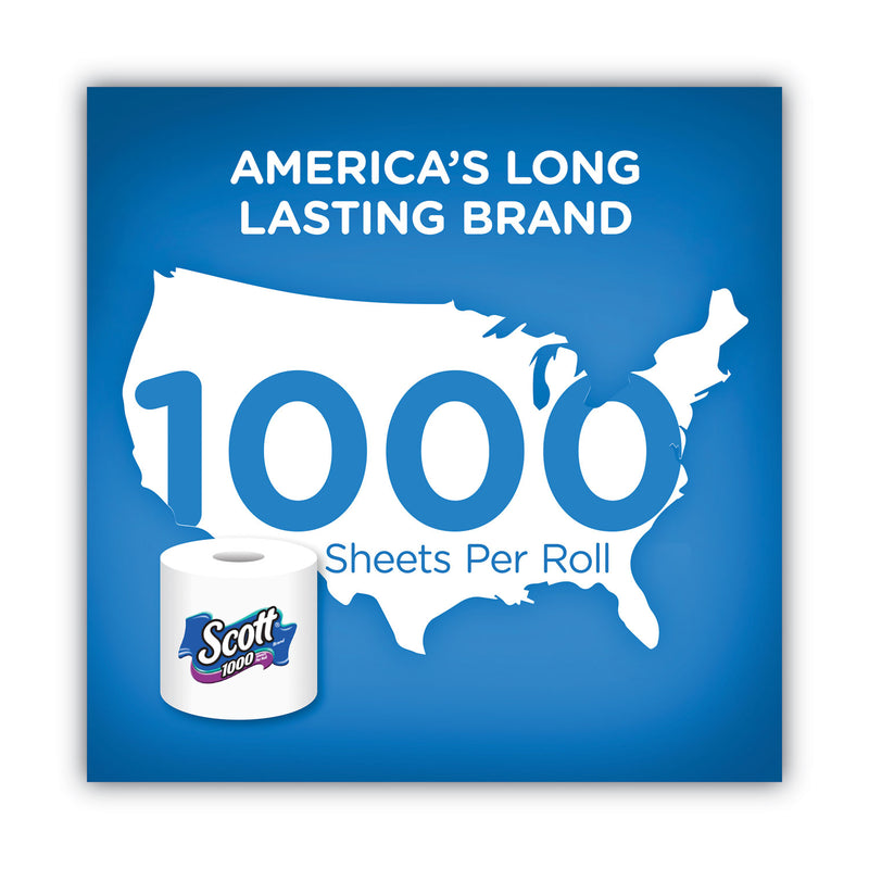 Scott 1000 Bathroom Tissue, Septic Safe, 1-Ply, White, 1,000 Sheet/Roll, 20/Pack