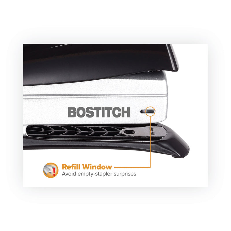 Bostitch Inspire Premium Spring-Powered Full-Strip Stapler, 20-Sheet Capacity, Black/Silver