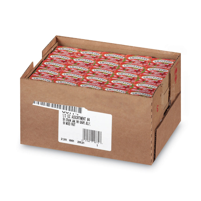 Smucker's Jam Assortment, Single Serving Packs, 0.5 oz, 200/Carton